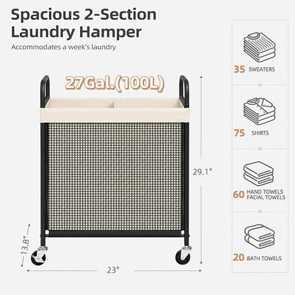 STORAGE MANIAC Rolling Laundry Hamper - Image 3