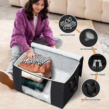 Fab totes 24 Gallons Clothes Storage, Foldable Thick Fabric Blanket Storage Bags - Image 4