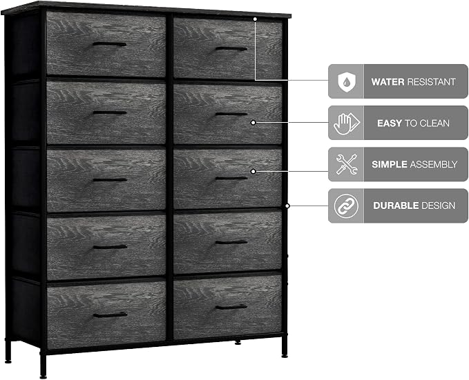 Sorbus Dresser with 10 Faux Wood Drawers - Image 4