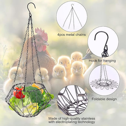 Hanging Chicken Feeder 6.5in, Foldable Poultry Treat Dispenser Ball | Chicken - Image 4