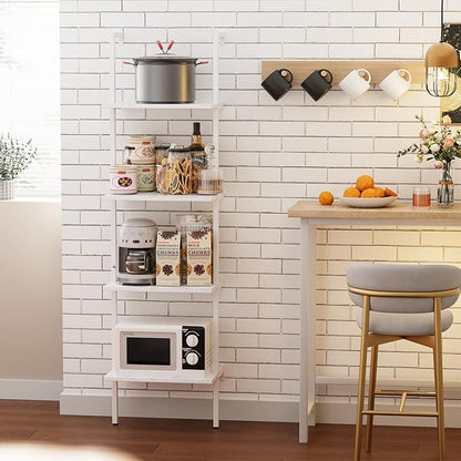 Ladder Shelf 4 Tiers Metal Industrial Bookshelf, Wall Mount Wide Bookcase - Image 4