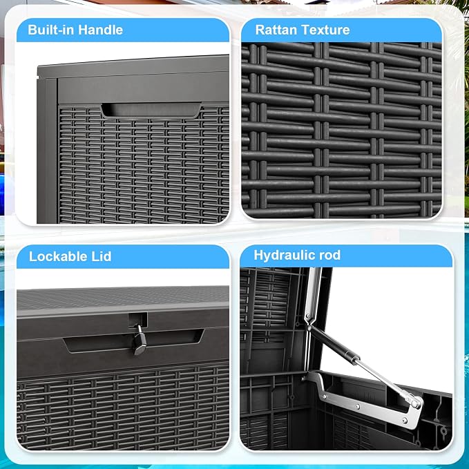 100 Gallon Deck Box, Resin Outdoor Storage Box - Image 5