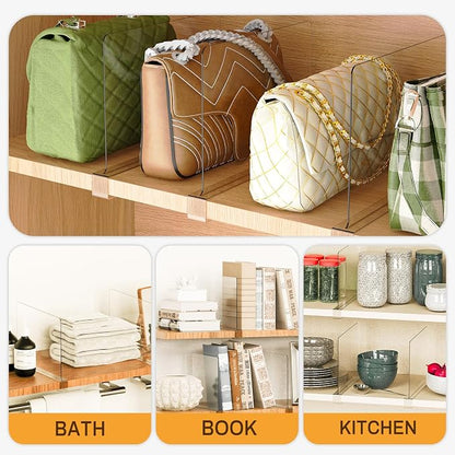 8 Pack Closet Shelf Dividers Purse Handbag Organizer Storage | Acrylic - Image 5
