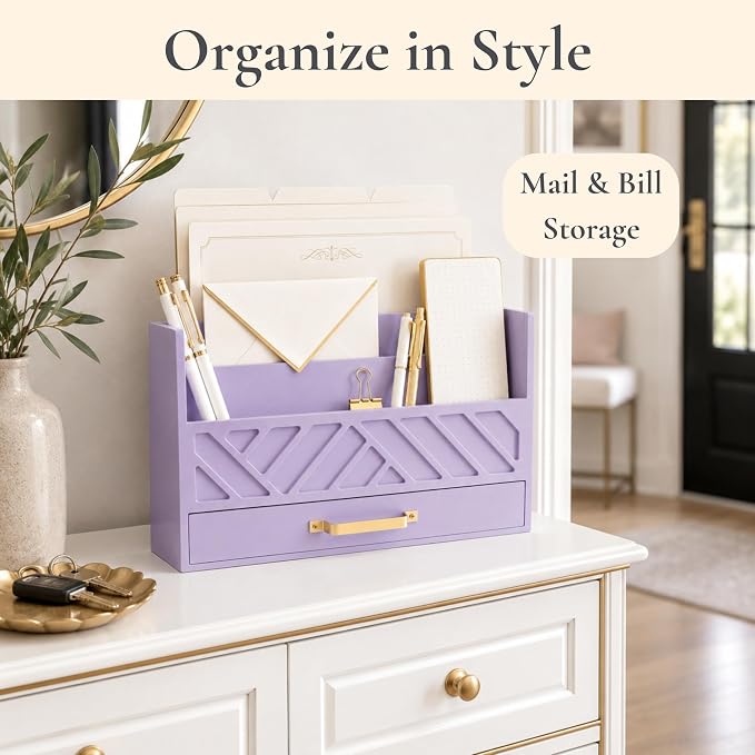 BLU MONACO | Wooden Mail Organizer Countertop - Image 3
