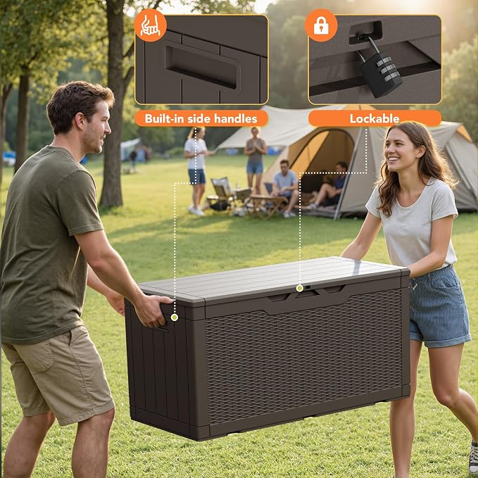 105 Gallon Deck Box Outdoor Indoor Waterproof Storage Box - Image 3