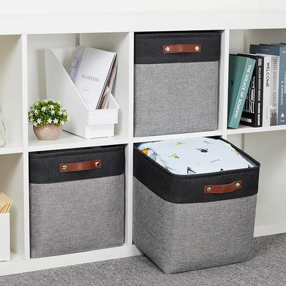 HNZIGE Storage Foldable Baskets Cubes Set Fabric Bins - Image 3