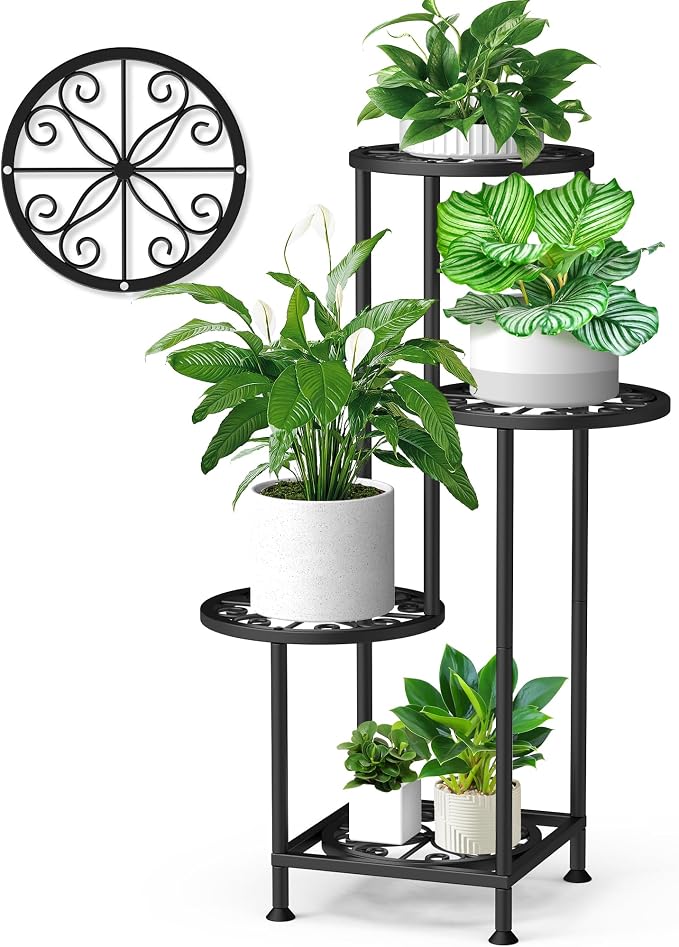 4 Tier Plant Stand Indoor Outdoor, Metal Flower Shelf Display Holder by YOCOMEY