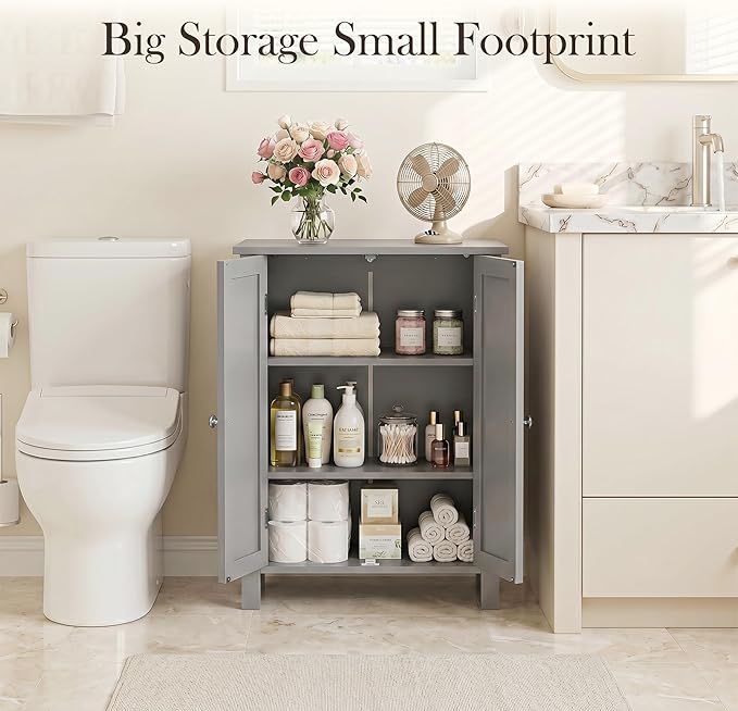SUPER DEAL Modern Bathroom Floor Storage Cabinet - Image 4
