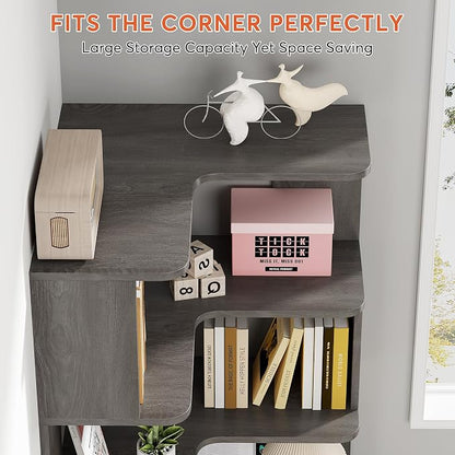Tribesigns 6-Tier Corner Bookshelf, 64.9 Inches Tall Corner Bookcase - Image 8