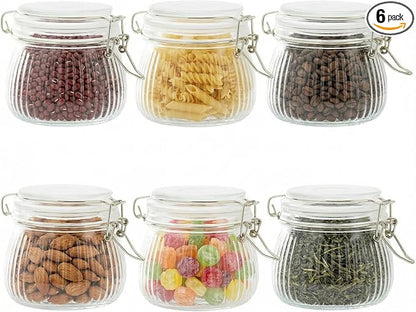 17oz Airtight Glass Jars with Lids, Small Food Storage Container Set of 6 by Snaiio