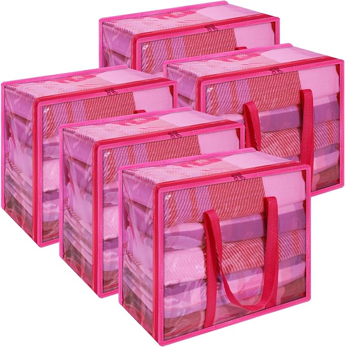 Vieshful Pink 40L Clear Clothes Storage Bag by Vieshful