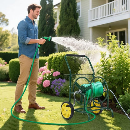 Goplus Garden Hose Reel Cart, 230ft 5/8" or 300ft 1/2" Heavy-Duty Metal Hose - Image 2