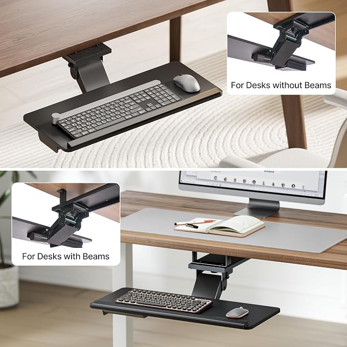 Keyboard Tray Under Desk with Storage Drawer, Height Adjustable Keyboard Tray - Image 7
