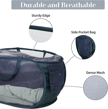 Durable Collapsible Laundry Baskets, Mesh Pop Up Laundry Hamper - Image 4