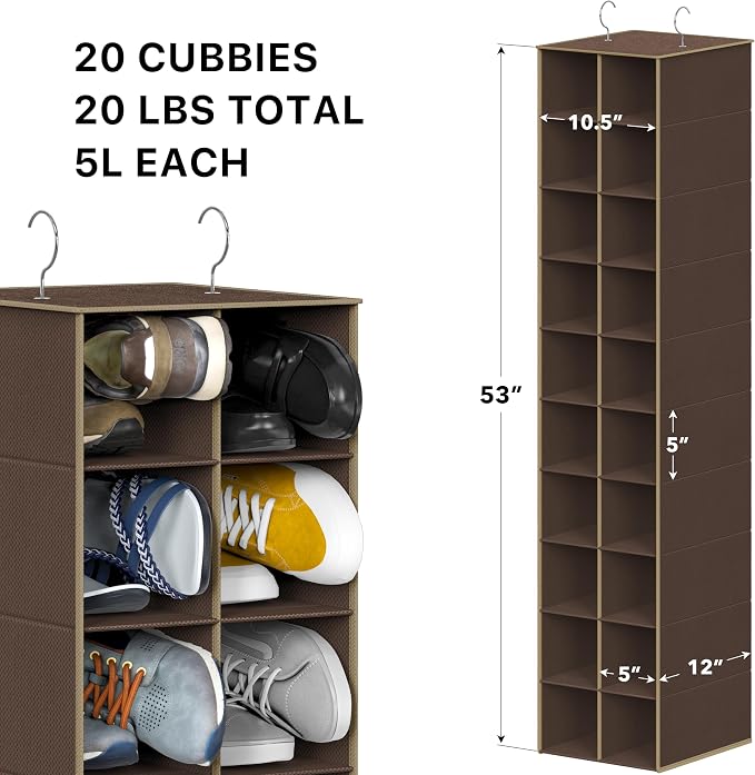 Simple Houseware 20 Section Shelves Hanging Shoes Organizer Holder - Image 3