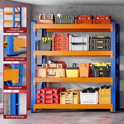 5000LBS Heavy Duty Garage Shelving 59" W Garage Storage Shelves 4-Tier Metal - Image 7