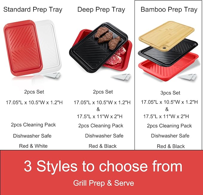 KAQAHIDO Grilling Bamboo Prep and Serve Trays, BBQ Platter - Image 5