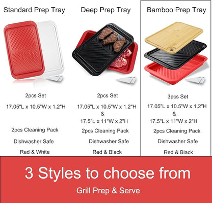 KAQAHIDO Grilling Bamboo Prep and Serve Trays, BBQ Platter - Image 5