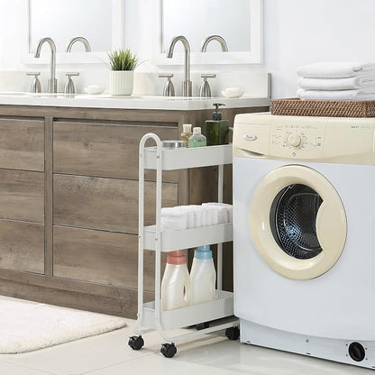 SunnyPoint Slim Rolling Storage Cart, 3 Tier Bathroom Storage Organizer Bathroom - Image 2