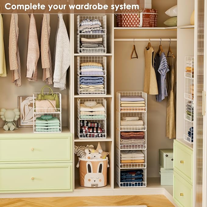 5-Tier Stackable Closet Organizers and Storage Baskets, Closet Shelf Organizer - Image 2
