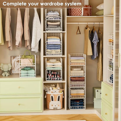 5-Tier Stackable Closet Organizers and Storage Baskets, Closet Shelf Organizer - Image 2