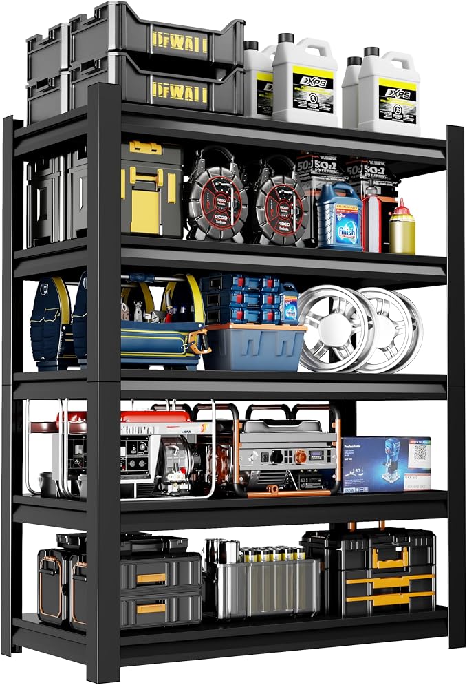 32" W Garage Shelving, 5-Tier Heavy Duty Shelving Unit, 3000LBS Adjustable by Unknown