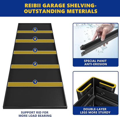 REIBII Garage Shelving 48.2" W Storage Shelves 3000LBS Metal Shelving Heavy - Image 9