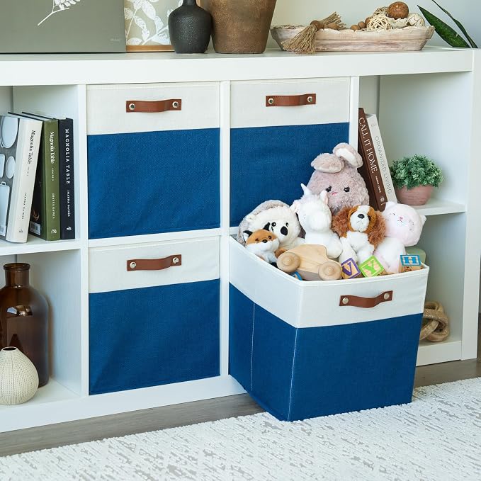 OrganiHaus 13" x 13" x 13" Cube Fabric Storage Bins Set of 4, Fabric Storage - Image 3