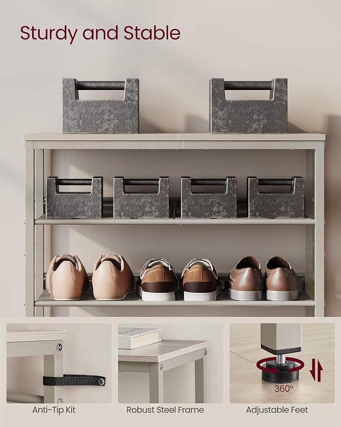 VASAGLE Shoe Rack for Entryway, Freestanding, Adjustable, Industrial | 5-Tier - Image 6