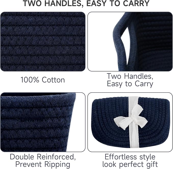 3-Pcs Shelf Baskets for Organizing, Closet Organizer Bins, Small Woven Baskets - Image 6