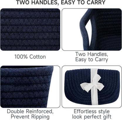 3-Pcs Shelf Baskets for Organizing, Closet Organizer Bins, Small Woven Baskets - Image 6