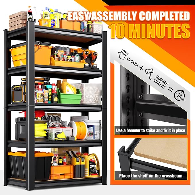 71.2" H Garage Shelving Heavy Duty Storage Shelves, Metal Adjustable Shelving - Image 7