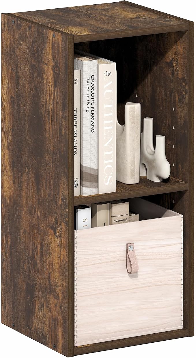 Furinno Fulda Book Shelf, 2-Tier Narrow Bookshelf, Bookcase - Image 4