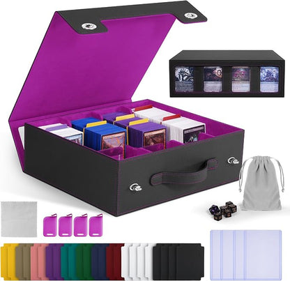 Trading Card Storage Box with Portable Handle, 3000+ MTG Storage Box with 4 by Unknown