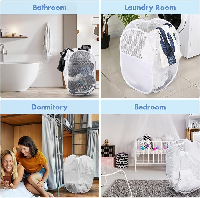 DUCOO Pop Up Laundry Hamper, 70L Collapsible Mesh Laundry Basket - Image 6