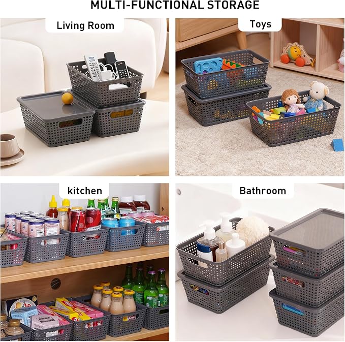 Plastic Storage Baskets With Lid, Storage Bins - Image 6