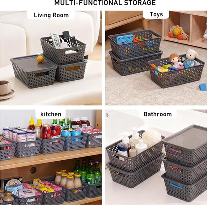 Plastic Storage Baskets With Lid, Storage Bins - Image 6