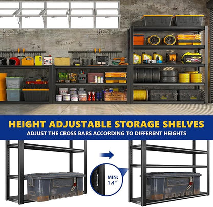 REIBII 48" W Garage Shelving 2500LBS Storage Shelves 5 Tier Heavy Duty Shelving - Image 6