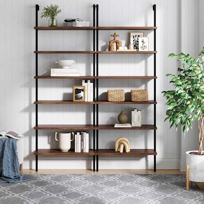 Nathan James Theo 6-Shelf Tall Bookcase, Wall Mount Bookshelf by Unknown