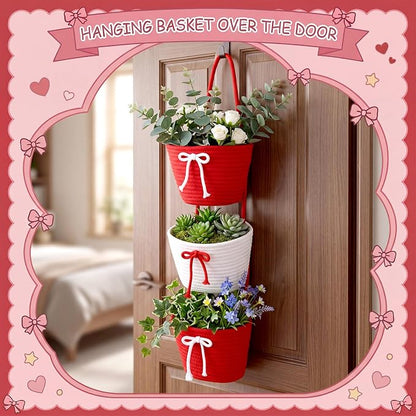 3-Tier Hanging Wall Basket Wall Mounted Woven Basket - Image 5