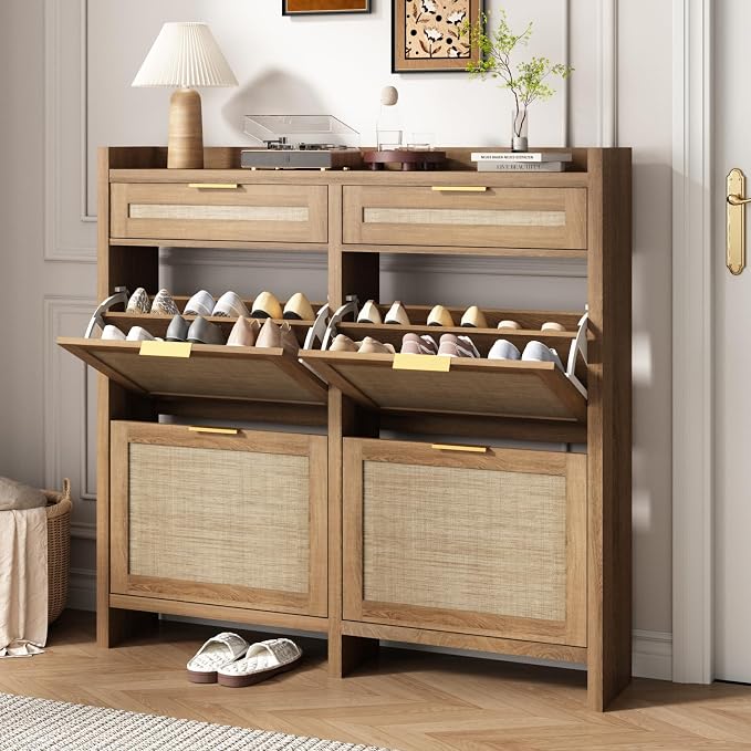 HOKYHOKY Large Rattan Shoe Storage Cabinet by HOKYHOKY