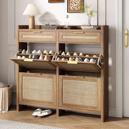 HOKYHOKY Large Rattan Shoe Storage Cabinet by HOKYHOKY
