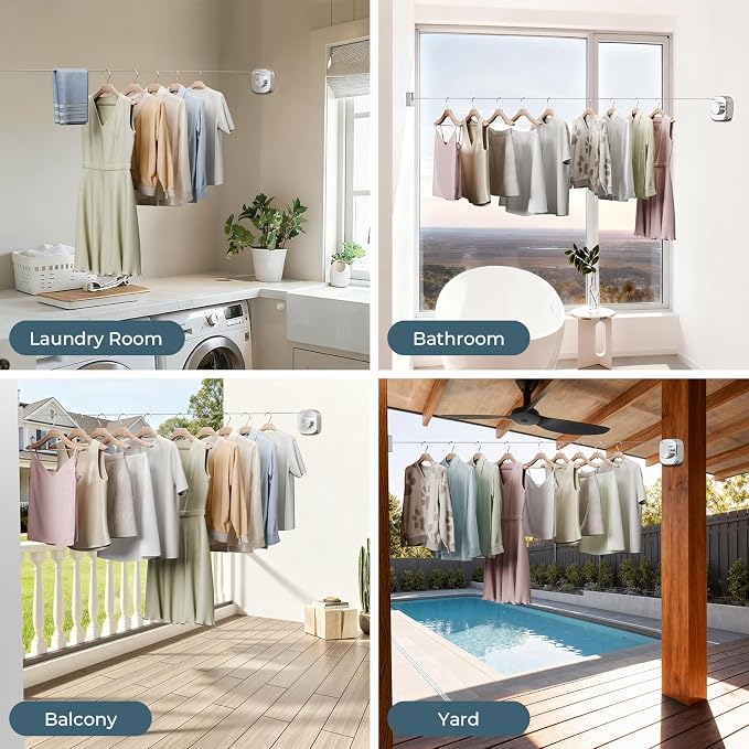 FORIOUS Retractable Clothesline Indoor, 13.8 Ft Non-Sagging Outdoor Clothes Line - Image 7