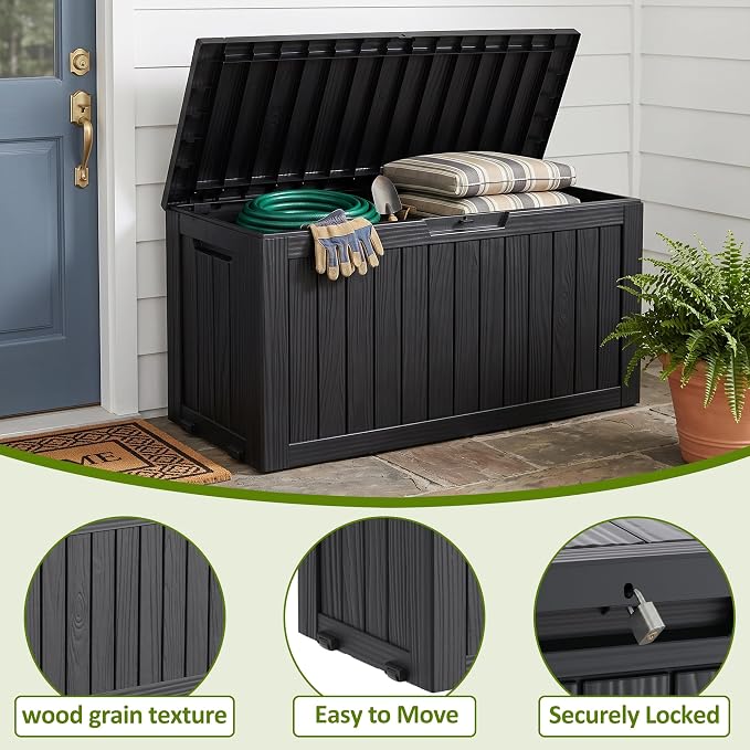 ROJIK 95 Gallon Outdoor Storage Box Waterproof, Weatherproof Deck Boxes Outdoor - Image 4