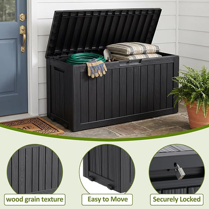 ROJIK 95 Gallon Outdoor Storage Box Waterproof, Weatherproof Deck Boxes Outdoor - Image 4