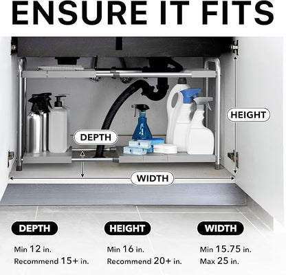 Simple Houseware Under Sink 2-Tier Heavy Duty Expandable Rack Organizer - Image 3
