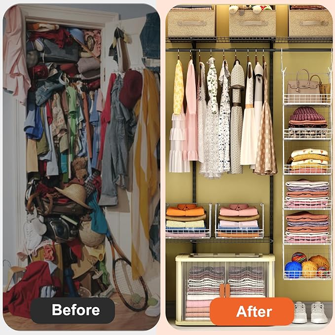 X-cosrack 6 Tier Closet Hanging Organizer, Clothes Hanging Shelves - Image 6