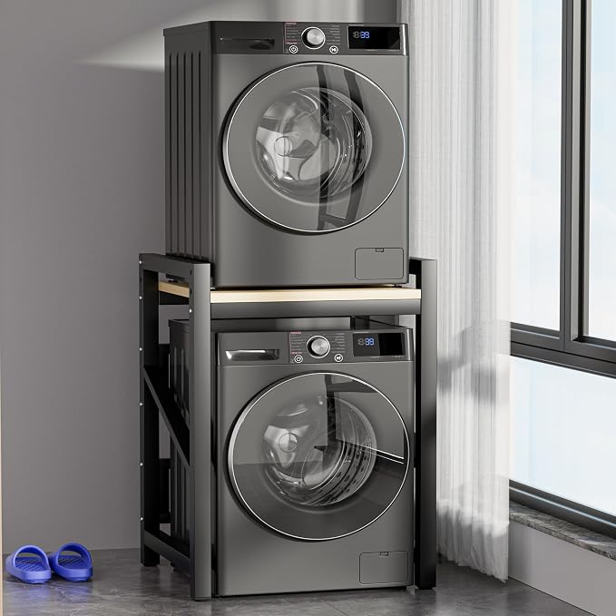 Over The Washer and Dryer Storage Shelf, Widen & 3 Height Adjustable Stacking by TTVACVX