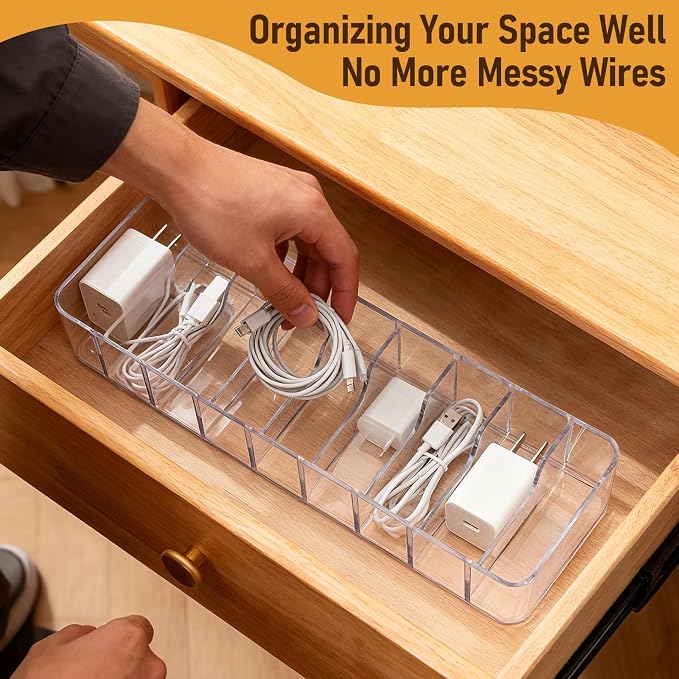 2 Pack Cable Organizer Box, Plastic Cord Storage Box - Image 7