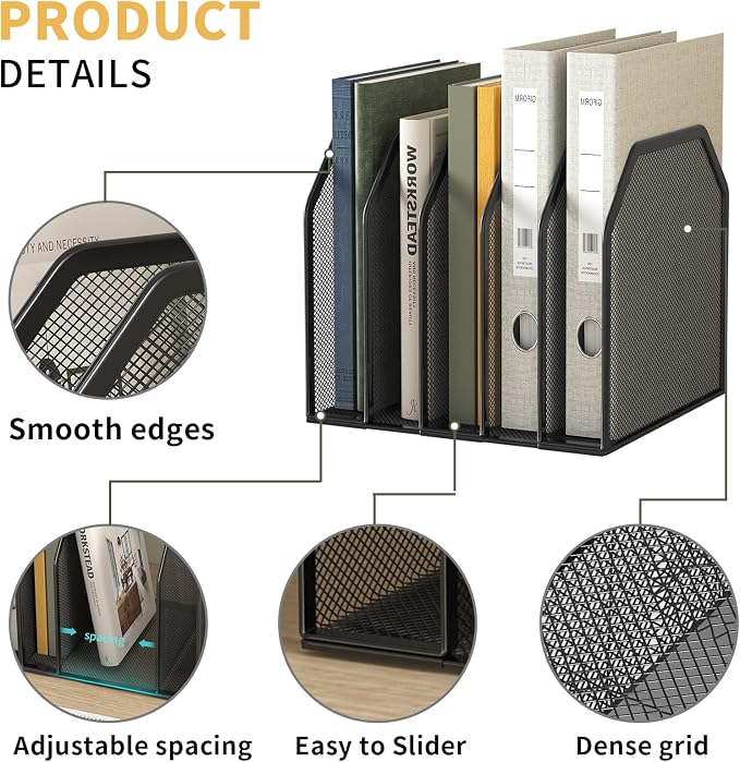 Metal 5-Section File Folder Organizer - Image 3